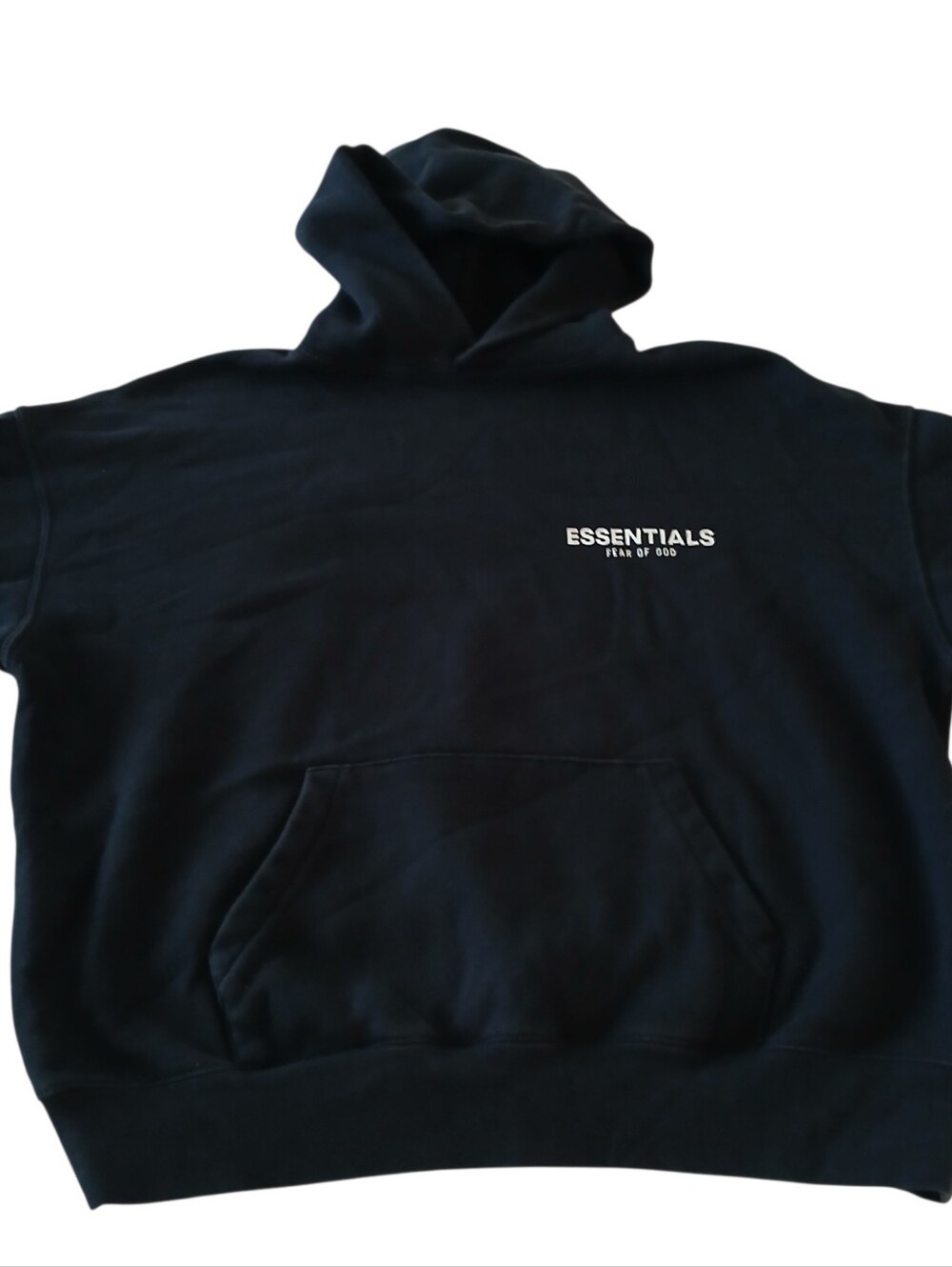 Fear Of God Essentials Oversized Hoodie S Black Pocket Chest Logo